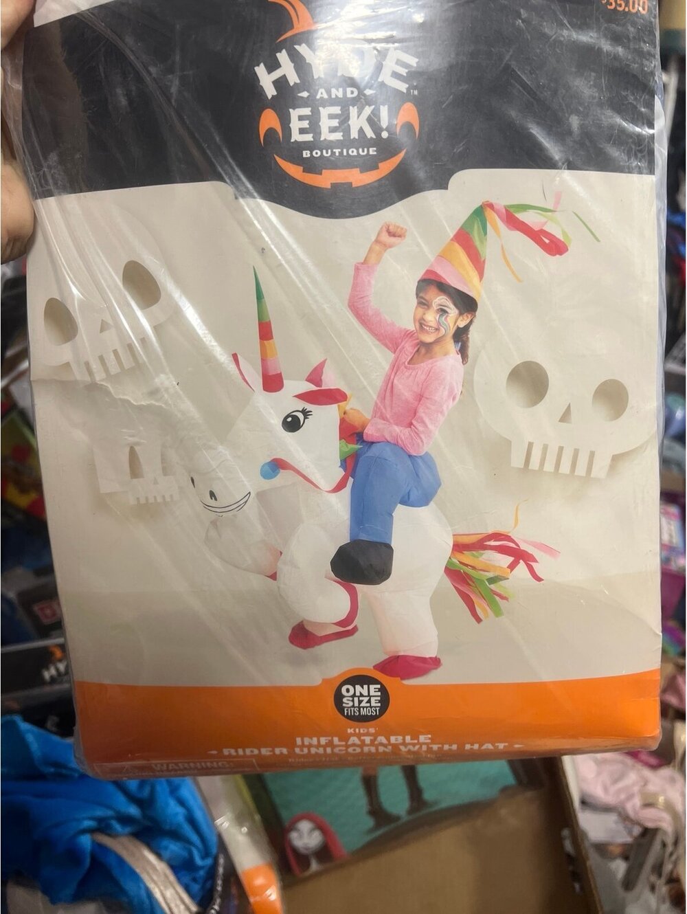 Kids inflatable riding unicorn costume
